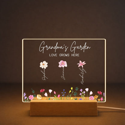Grandma's Garden Night Light Personalized Gift
