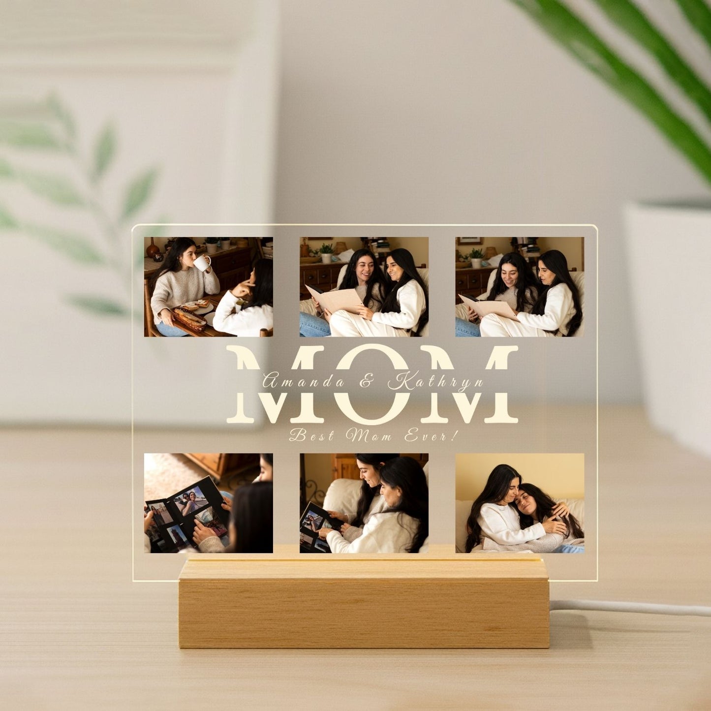 Personalized Photo Collage Acrylic Night Light Gift for Mom