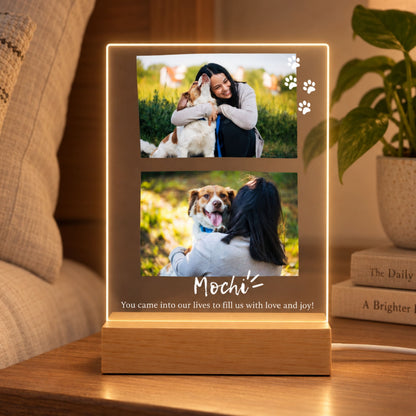 Custom Pet Photo Night Light - Personalized 2 Photo Acrylic Lamp