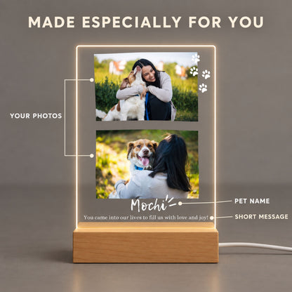 Custom Pet Photo Night Light - Personalized 2 Photo Acrylic Lamp