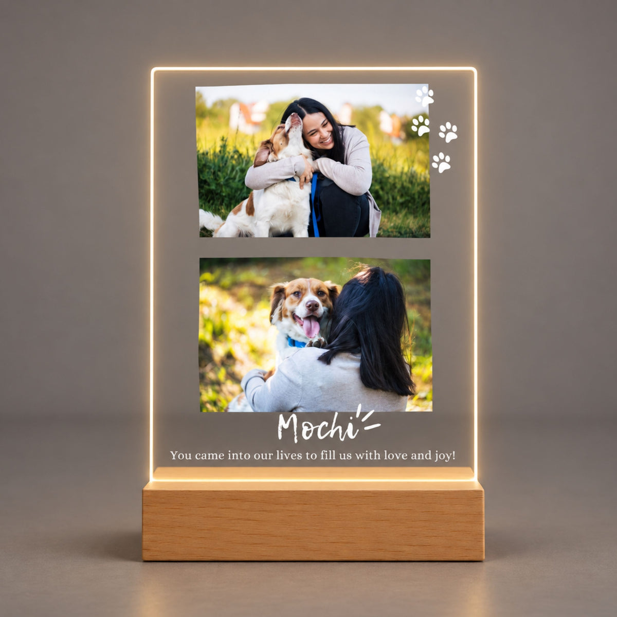 Custom Pet Photo Night Light - Personalized 2 Photo Acrylic Lamp
