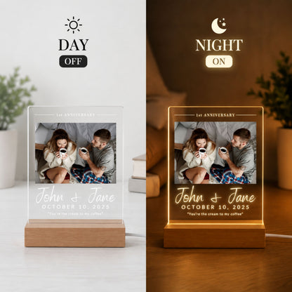 Custom Couple Photo LED Night Light - 1 Photo
