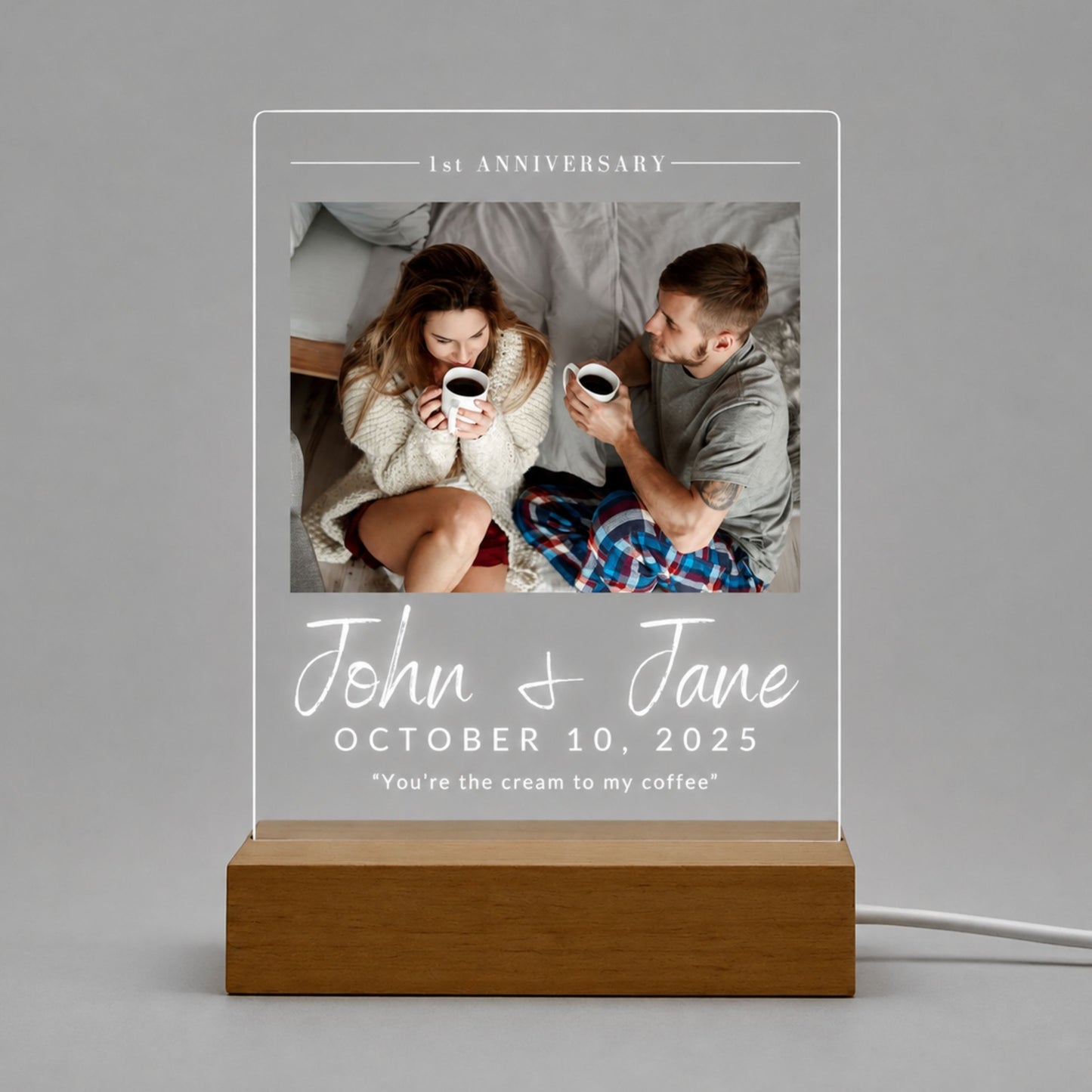 Custom Couple Photo LED Night Light - 1 Photo
