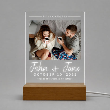 Custom Couple Photo LED Night Light - 1 Photo