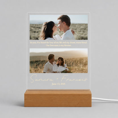 Personalized Couple Photo Night Light - 2 Photos