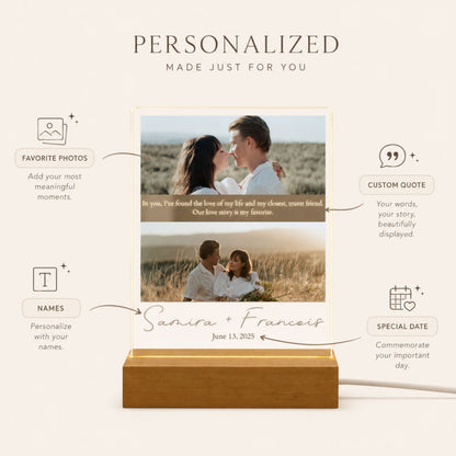 Personalized Couple Photo Night Light - 2 Photos