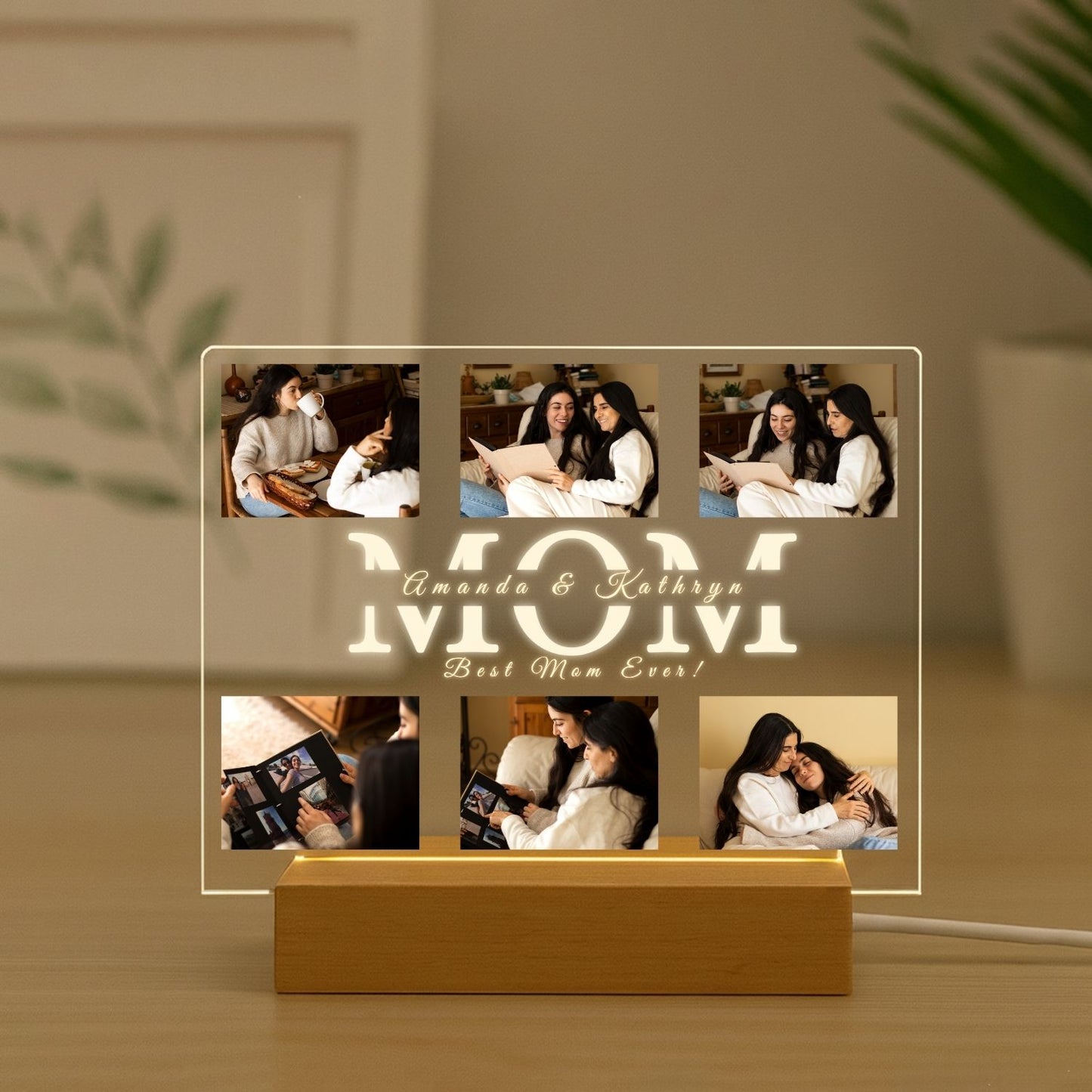 Personalized Photo Collage Acrylic Night Light Gift for Mom