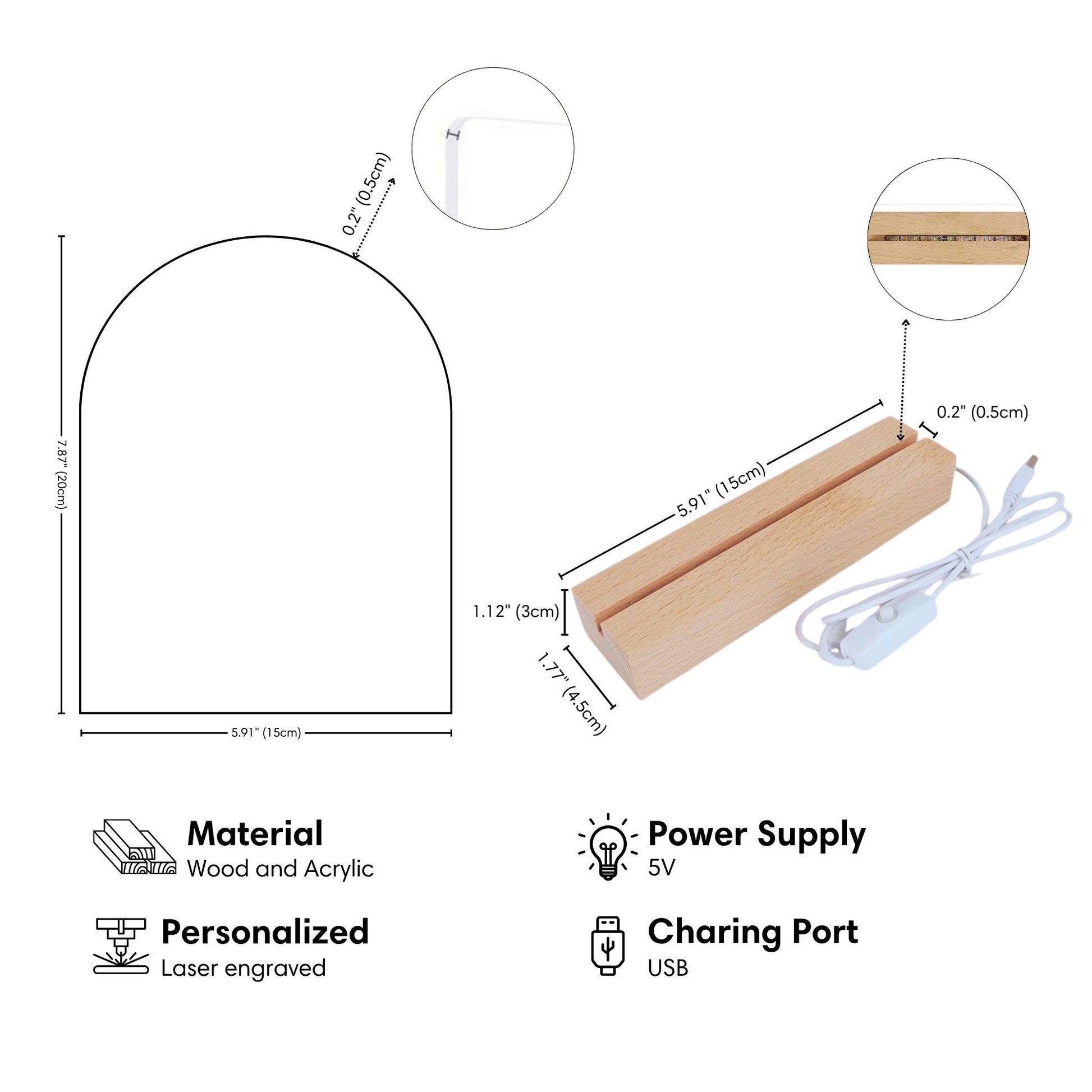 Acrylic Night Light Specification