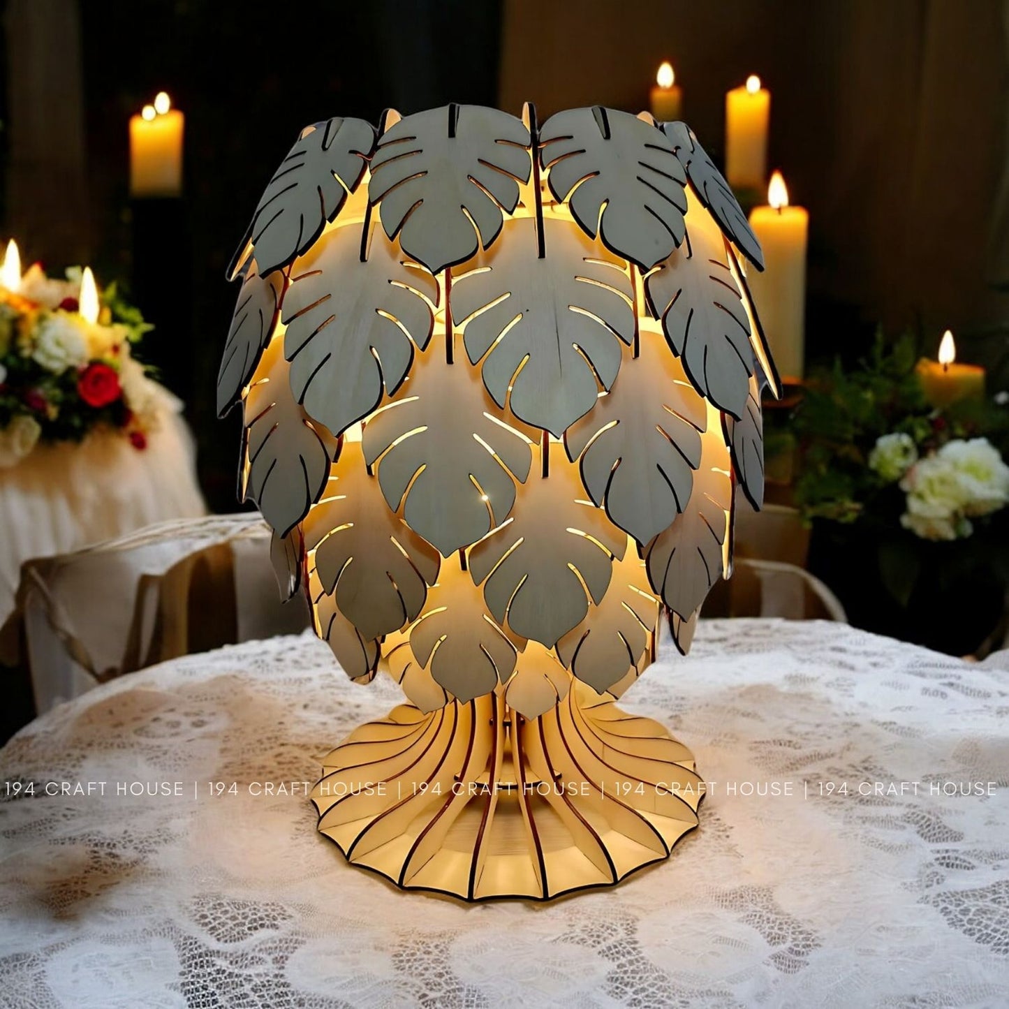 TL-PW-001-Monstera Leaf Table Lamp