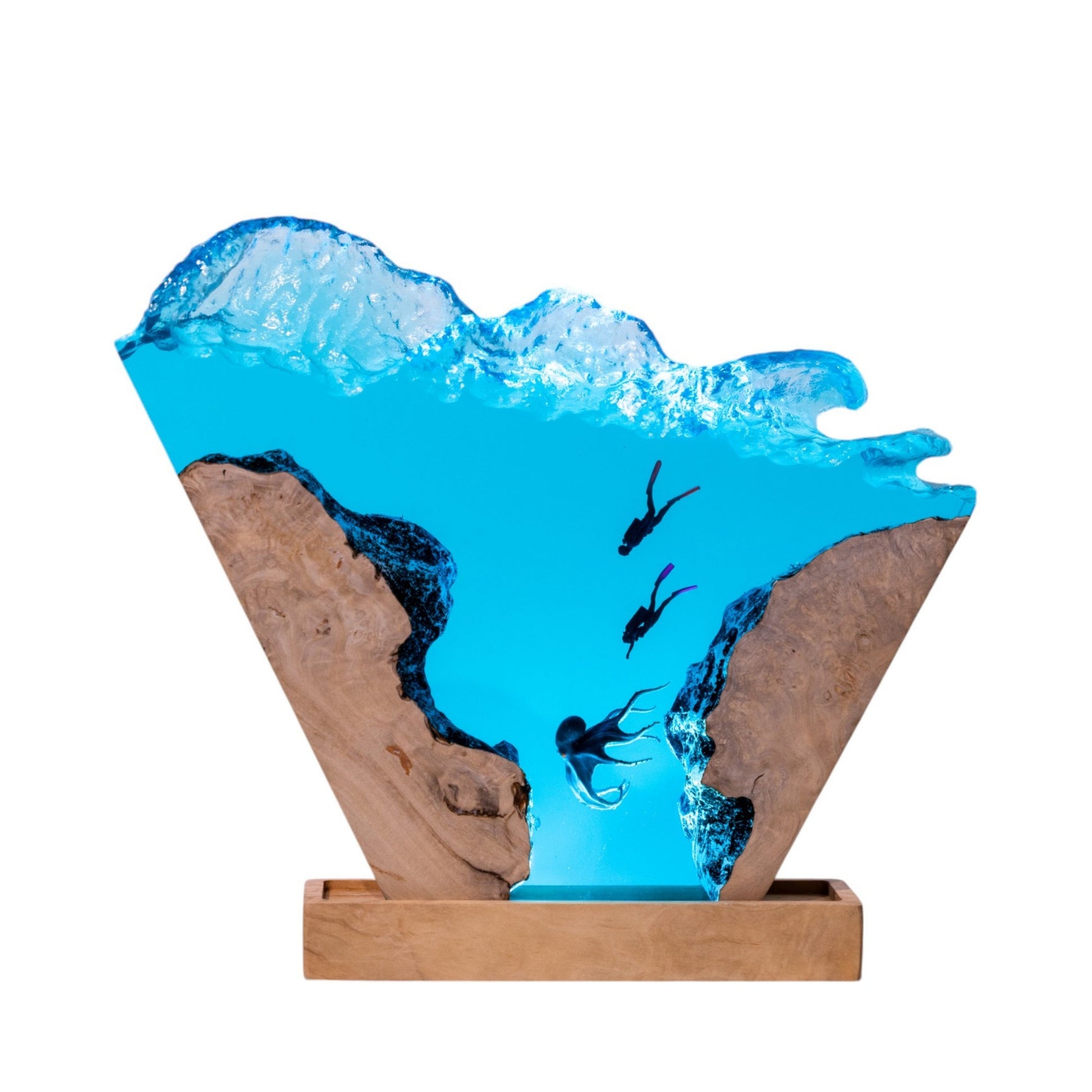 Octopus & Scuba Diver Ocean Resin Lamp: Personalized Gift for Scuba Diver, Ocean Lover, Resin Night Light  for Desk Decor, Gaming Room Decor, Streaming Desk Set up