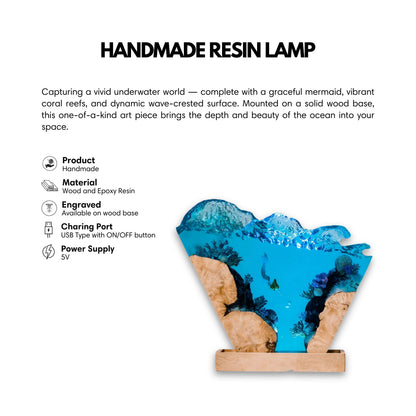 Mermaid Ocean Resin Lamp Diorama Night Light