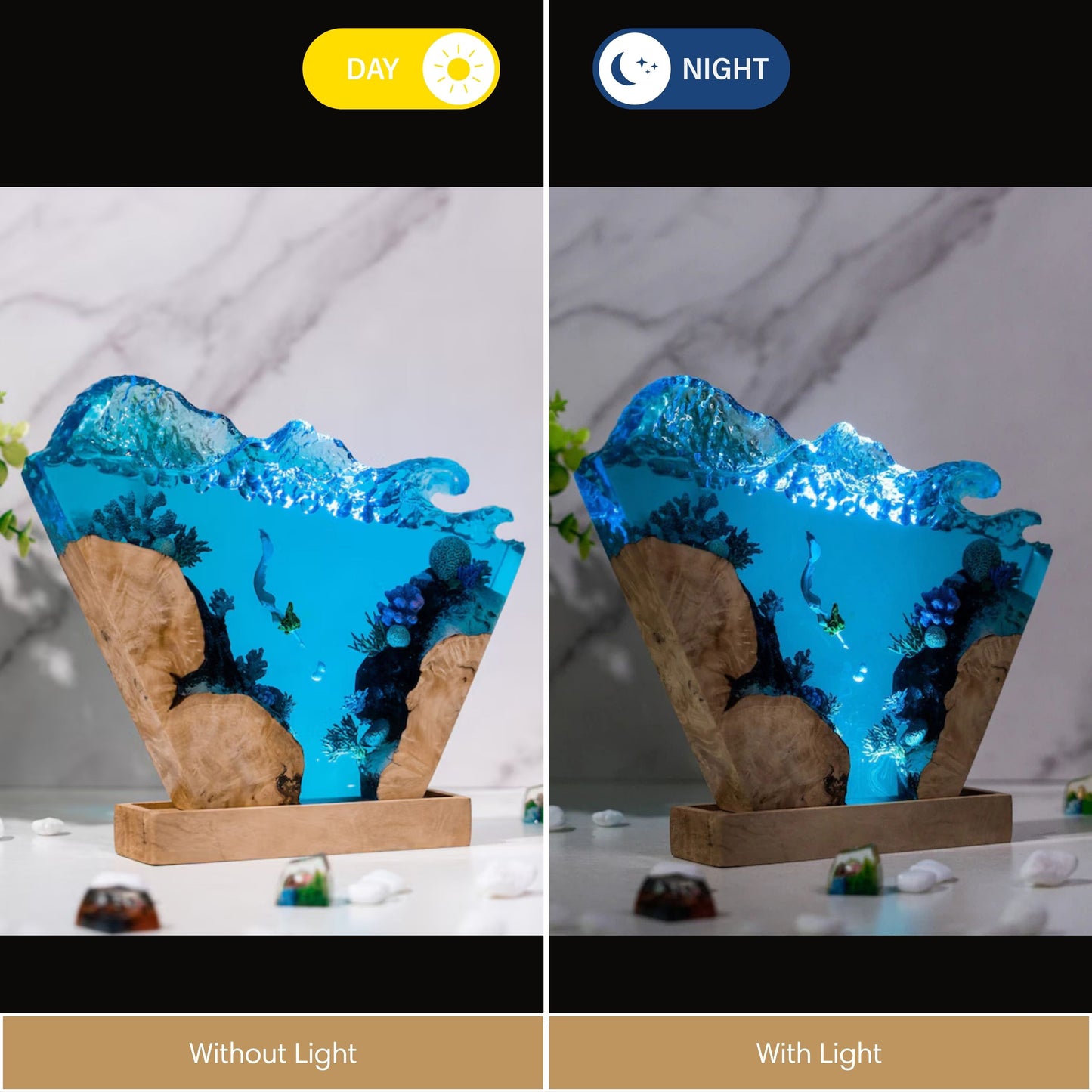Mermaid Ocean Resin Lamp Diorama Night Light