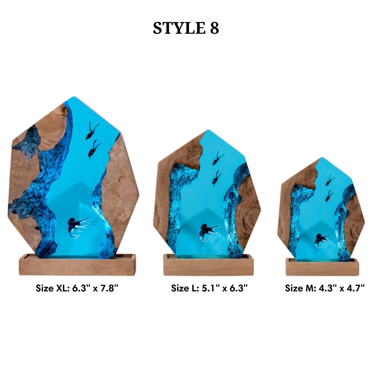 Handmade Octopus and Scuba Diver Ocean Resin Lamp/ Underwater Night Light is perfect for desk decor, gaming room decor, ocean home decor, or a personalized gift for a scuba diver, him, dad, or boyfriend.