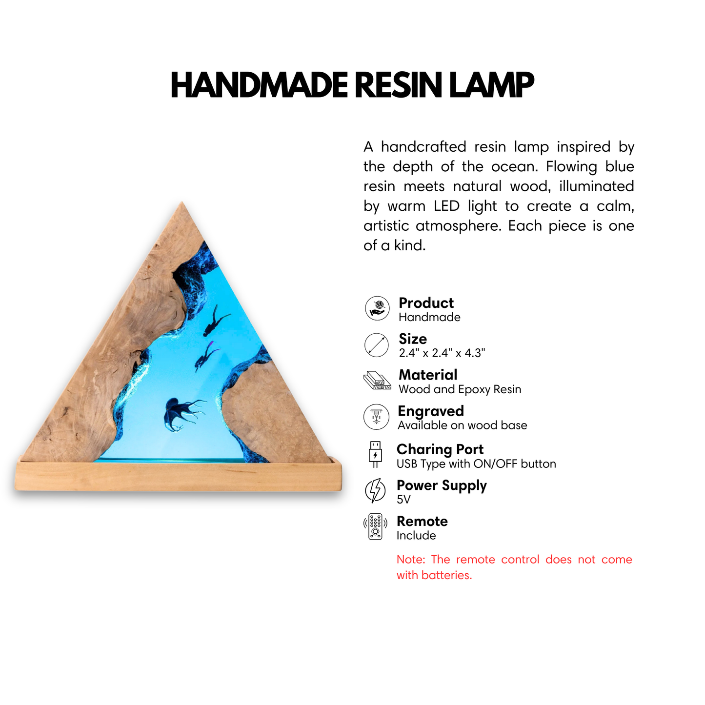 Octopus & Scuba Diver Ocean Resin Lamp: Personalized Gift for Scuba Diver, Ocean Lover, Resin Night Light  for Desk Decor, Gaming Room Decor, Streaming Desk Set Up