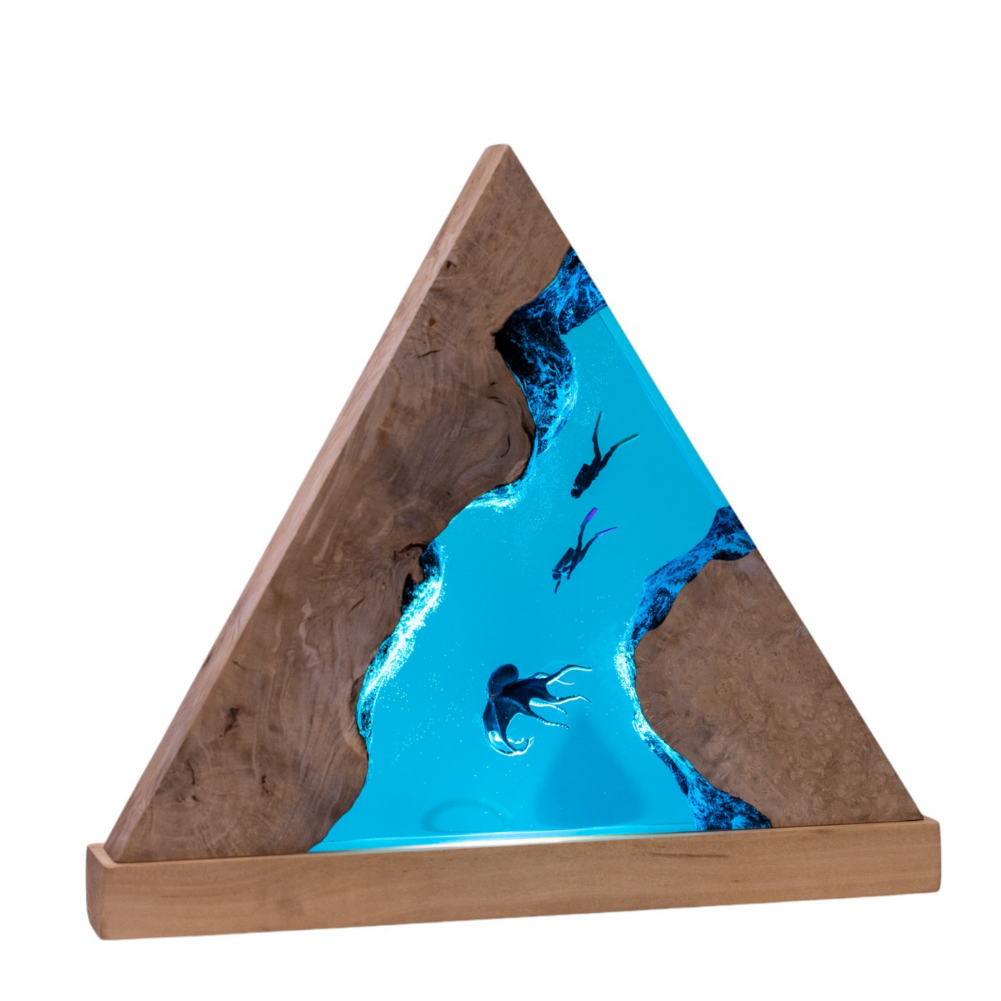 Octopus & Scuba Diver Ocean Resin Lamp: Personalized Gift for Scuba Diver, Ocean Lover, Resin Night Light  for Desk Decor, Gaming Room Decor, Streaming Desk Set Up