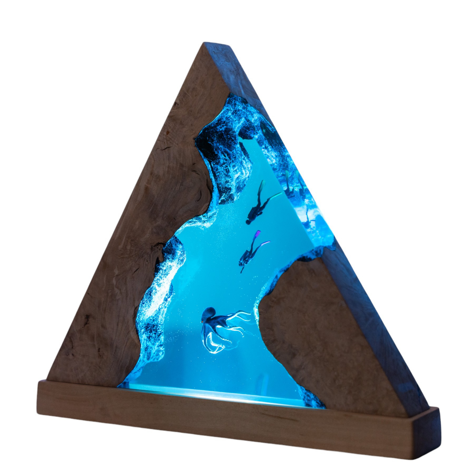 Octopus & Scuba Diver Ocean Resin Lamp: Personalized Gift for Scuba Diver, Ocean Lover, Resin Night Light  for Desk Decor, Gaming Room Decor, Streaming Desk Set Up