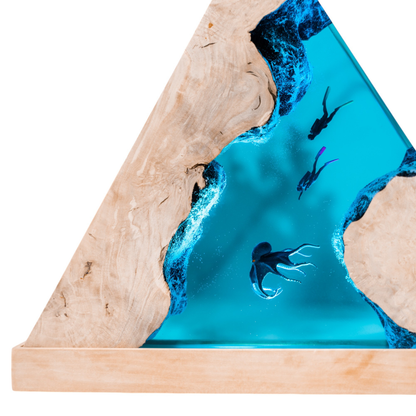 Octopus & Scuba Diver Ocean Resin Lamp: Personalized Gift for Scuba Diver, Ocean Lover, Resin Night Light  for Desk Decor, Gaming Room Decor, Streaming Desk Set Up