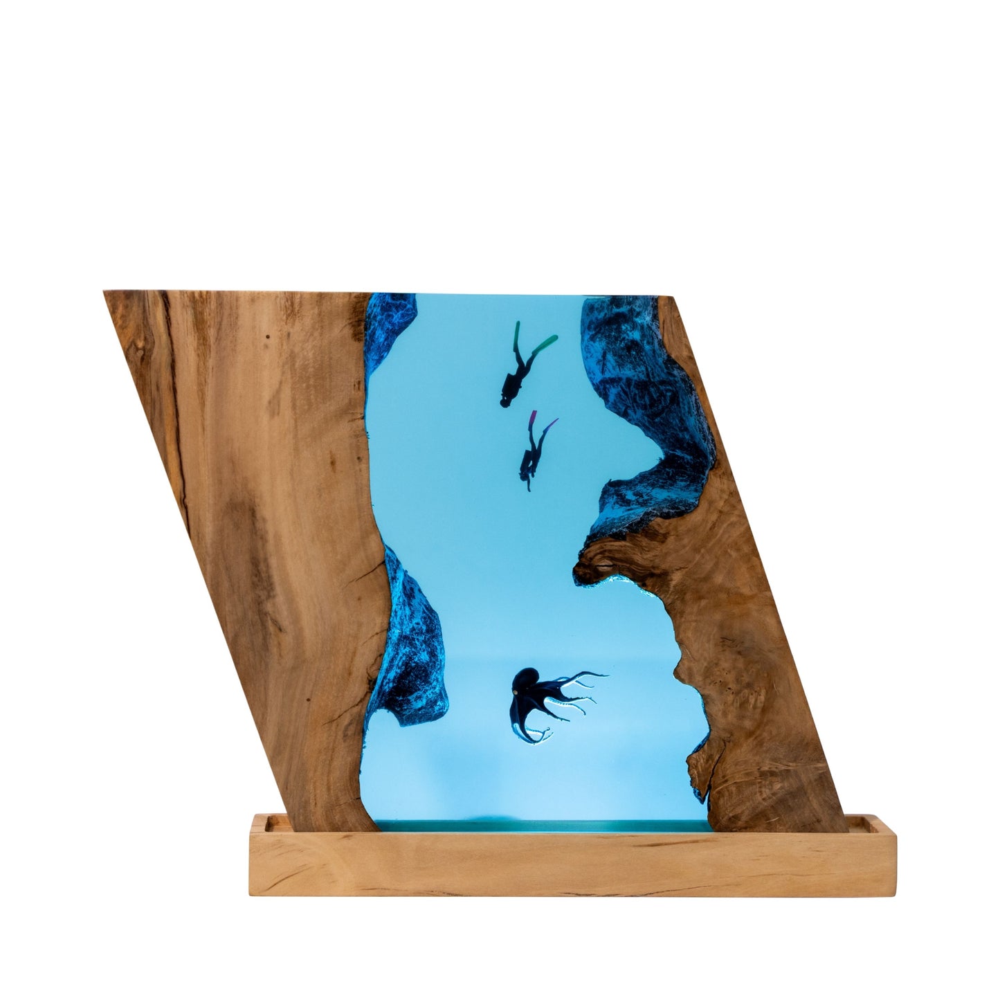 Octopus & Scuba Diver Ocean Resin Lamp: Personalized Gift for Scuba Diver, Ocean Lover, Resin Night Light  for Desk Decor, Gaming Room Decor, Streaming Desk Set Up