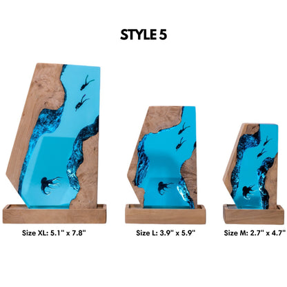 Handmade Octopus and Scuba Diver Ocean Resin Lamp/ Underwater Night Light is perfect for desk decor, gaming room decor, ocean home decor, or a personalized gift for a scuba diver, him, dad, or boyfriend.