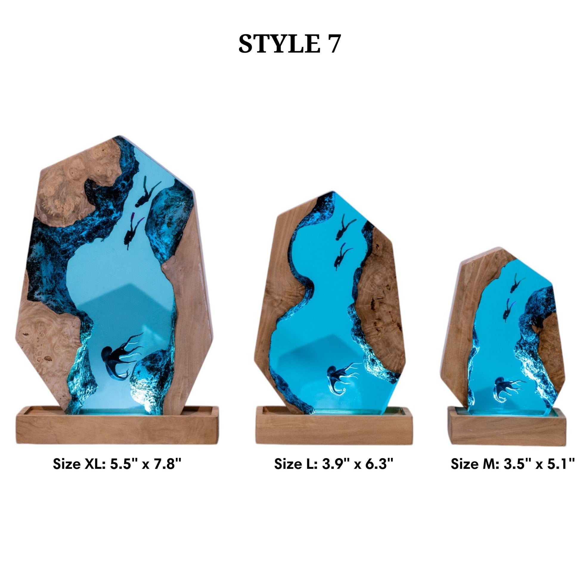 Handmade Octopus and Scuba Diver Ocean Resin Lamp is perfect for a night light, desk decor, gaming room decor, ocean home decor, or a personalized gift for a scuba diver, him, men, boyfriend, or kids. 