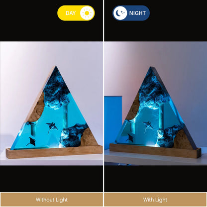 Manta Ray Ocean Resin Lamp - Ancient Ruins Triangle #1