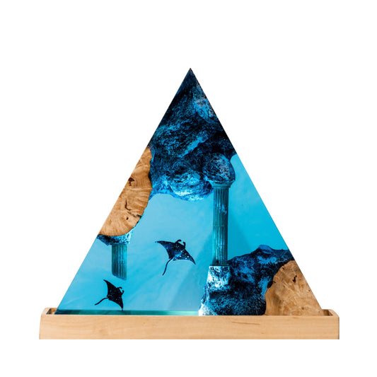 Manta Ray Ocean Resin Lamp - Ancient Ruins Triangle #1