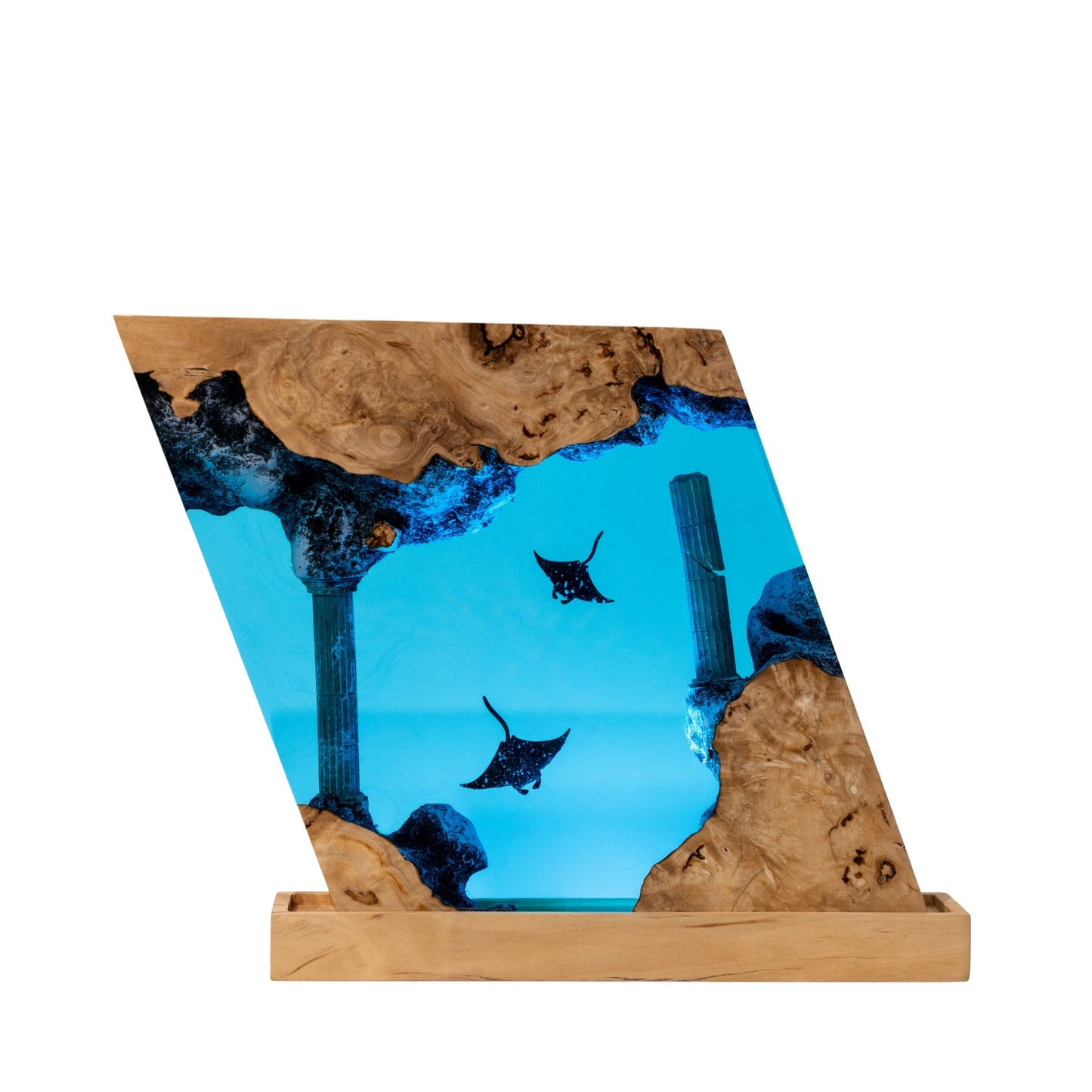 Manta Ray Ocean Resin Lamp - Ancient Ruins Parallelogram #2
