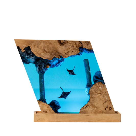 Manta Ray Ocean Resin Lamp - Ancient Ruins Parallelogram #2