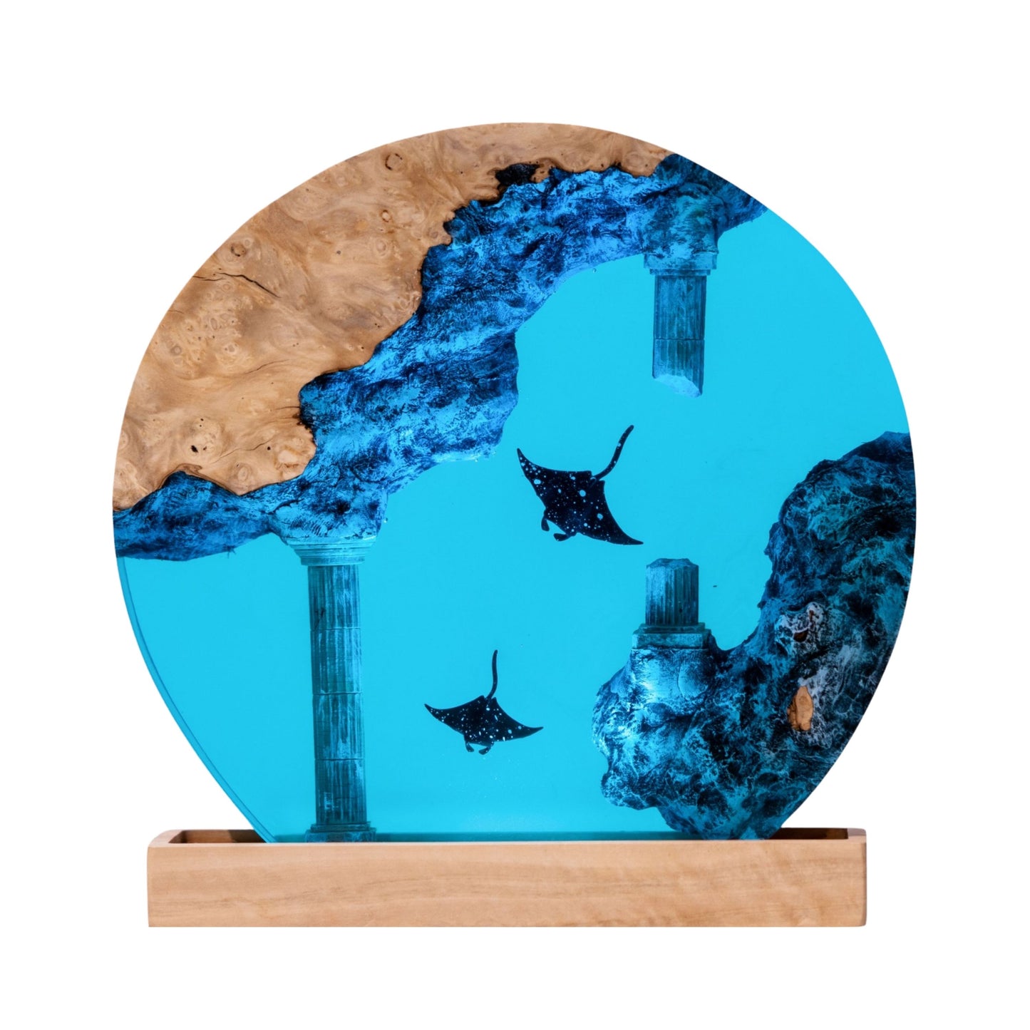 Manta Ray Ocean Resin Lamp - Ancient Ruins Round #3