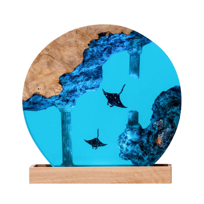 Manta Ray Ocean Resin Lamp - Ancient Ruins Round #3