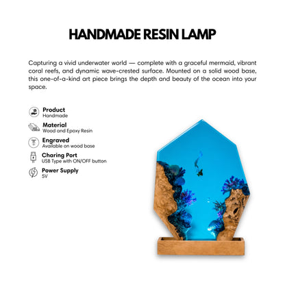 Mermaid Marine Life Ocean Resin Lamp