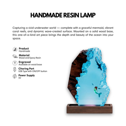 Mermaid & Shark Ocean Resin Lamp Epoxy Night Light