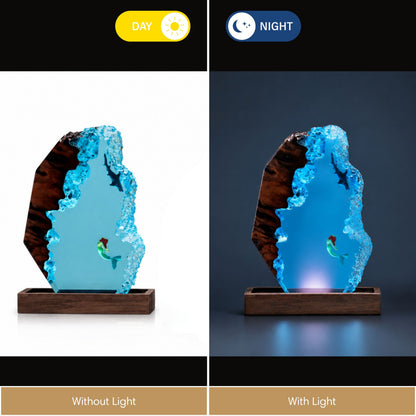 Mermaid & Shark Ocean Resin Lamp Epoxy Night Light