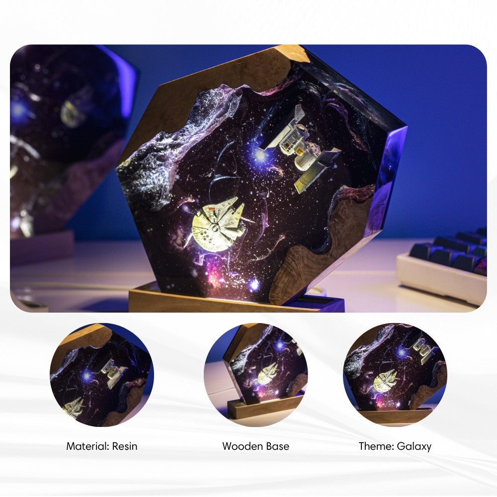 Galaxy Space Resin and Wood Epoxy Lamp Features