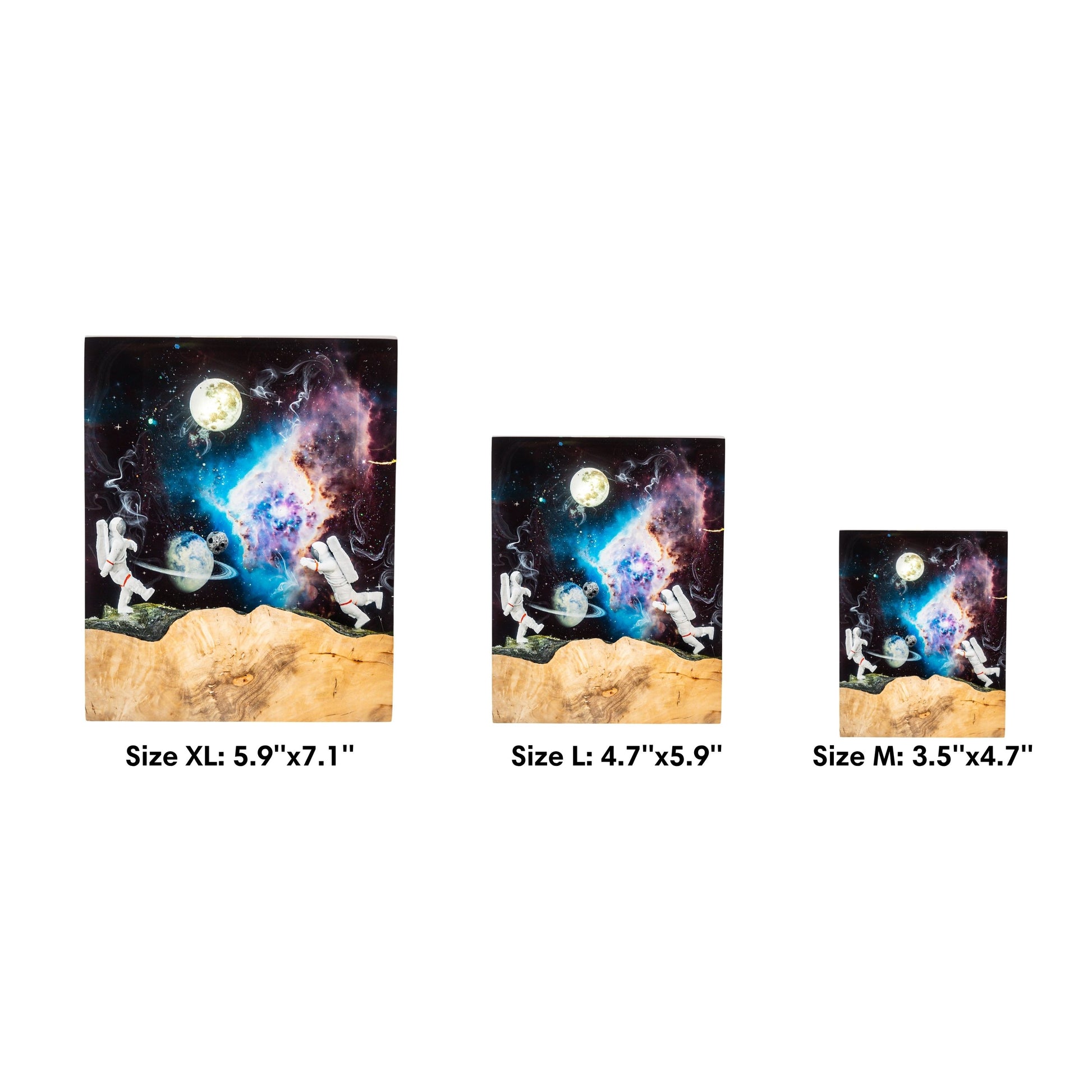 Different sizes of astronaunt galaxy resin art night light