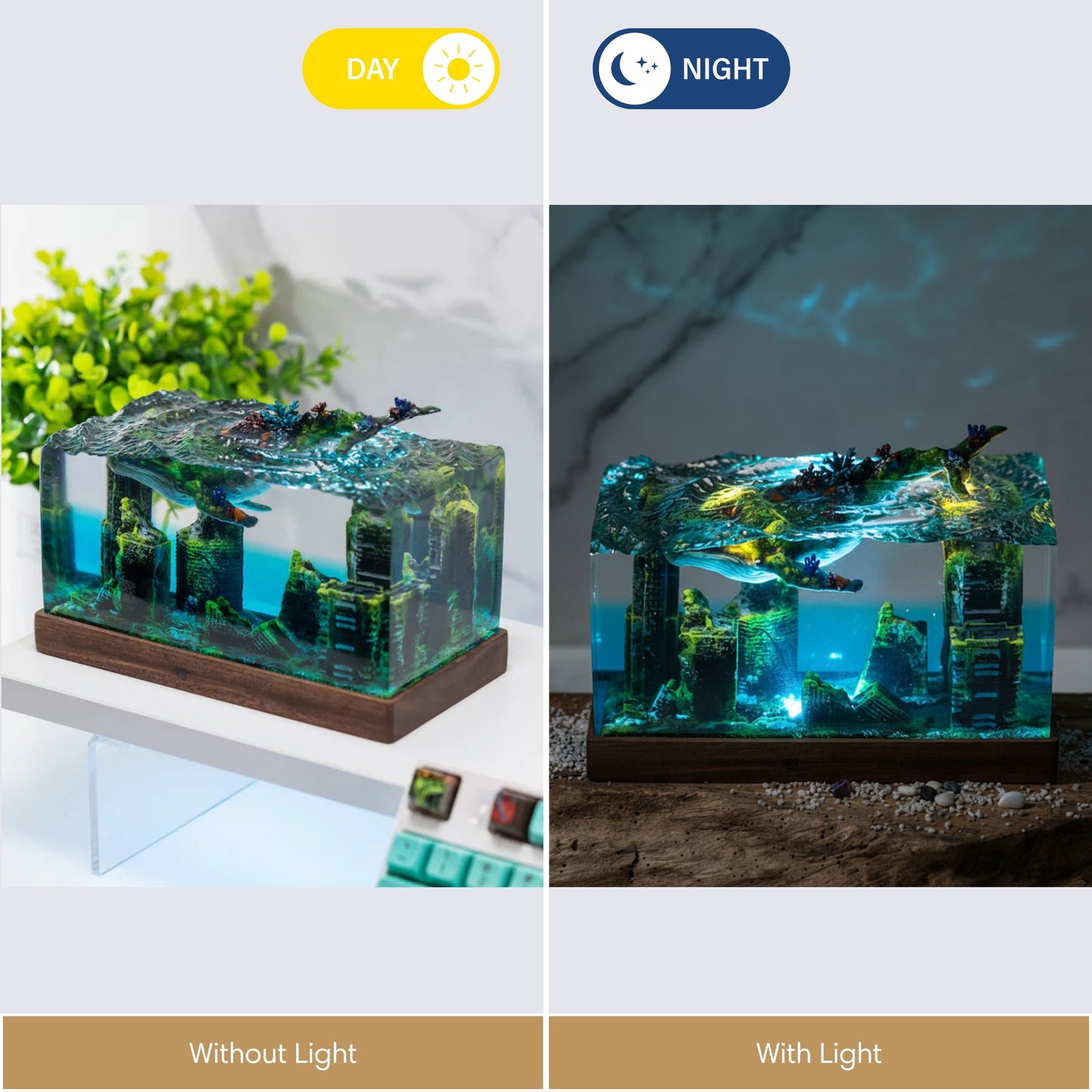 Whale Resin Lamp Ocean Diorama Night Light