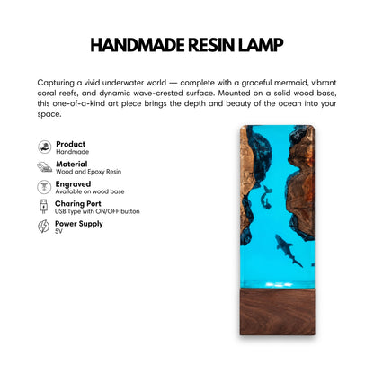 Shark & Mermaid Ocean Resin Lamp