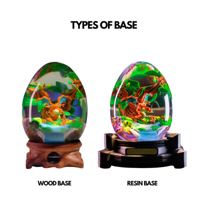 types of base of resin egg: Wooden base and Resin base