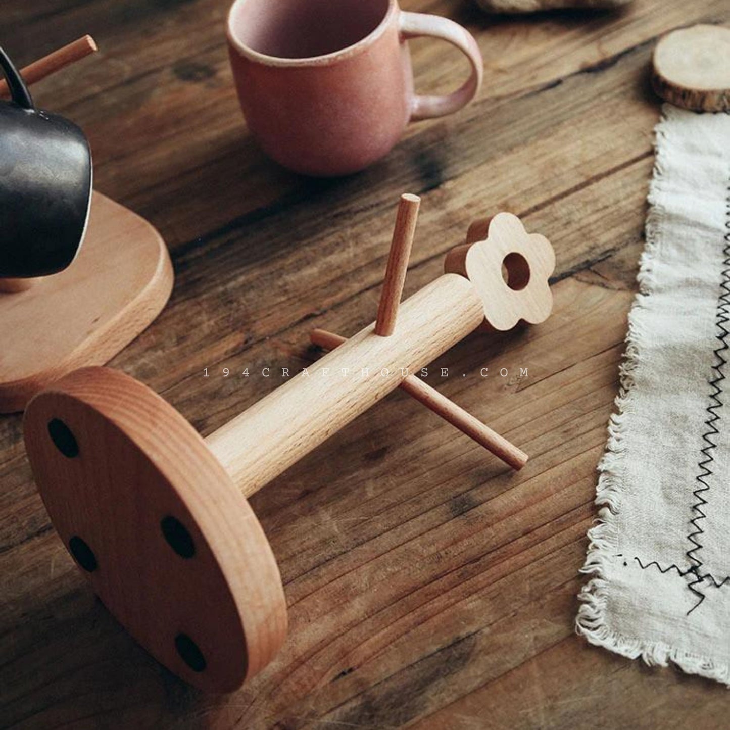 3 Branch Wood Tree Mug Rack Cup Display Stand | Kitchen Storage