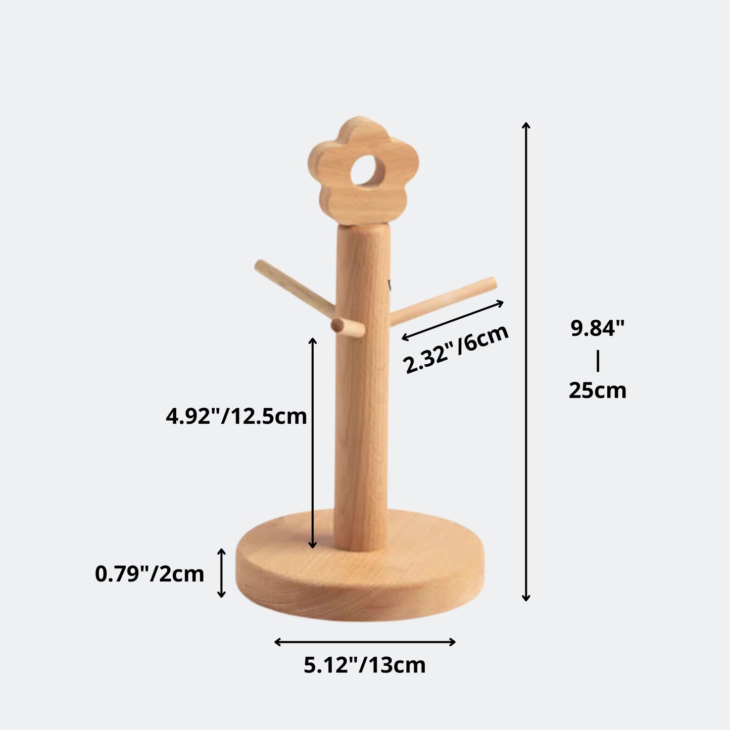 3 Branch Wood Tree Mug Rack Cup Display Stand | Kitchen Storage