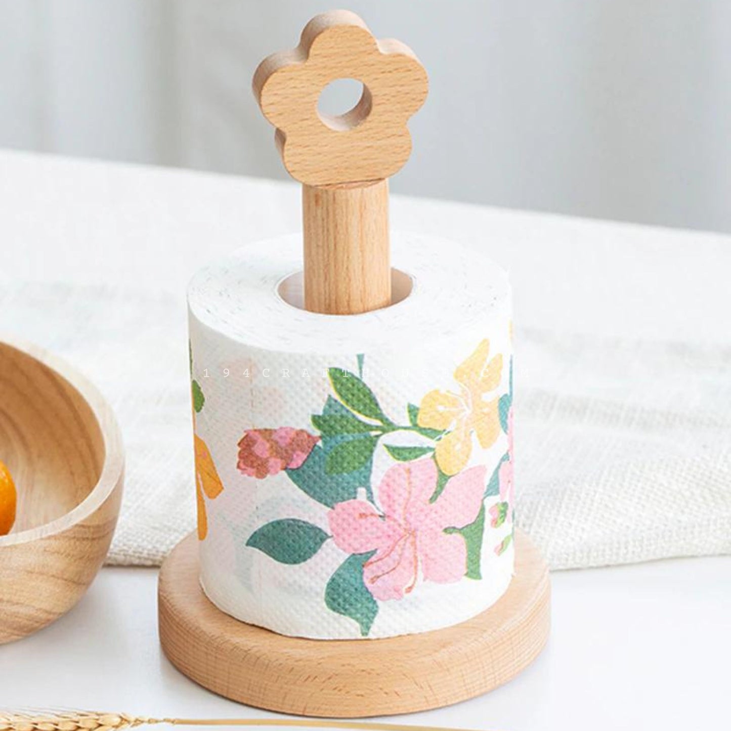 Toilet Tissue Paper Roll Holder Standing Flower Decorative (Short) | Kitchen Storage Organizer