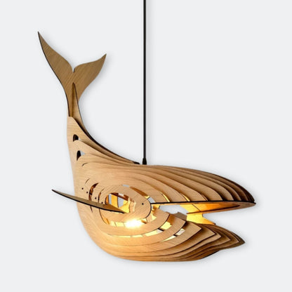 Wooden Whale Pendant Light for Kitchen Island