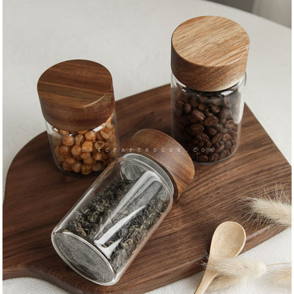 4oz Small Glass Jar Wood Lid Personalized - Drawer Organized