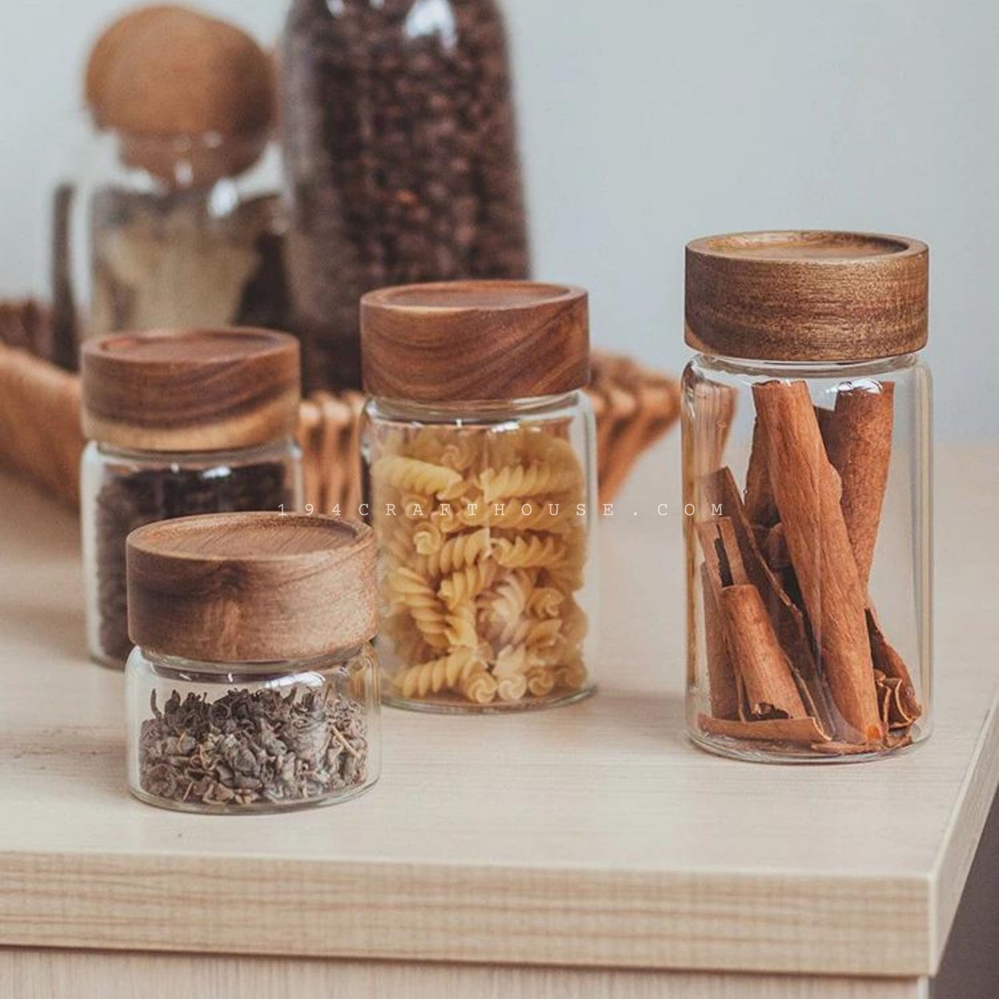 4oz Tiny Glass Jar Customized Wood Lid - Kitchen Organization