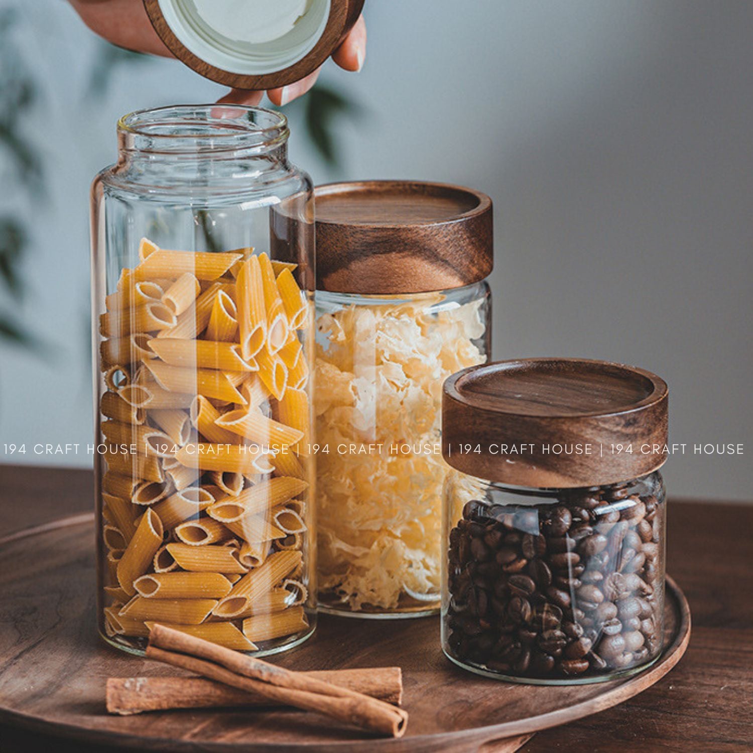 V-047-Kitchen Storage Jar Wood Lid