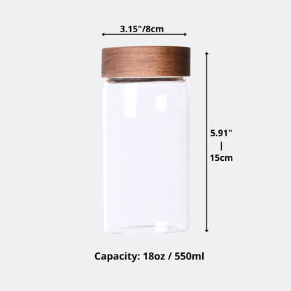18oz Kitchen Storage Jar  Customized Wood Lid - Table Decor