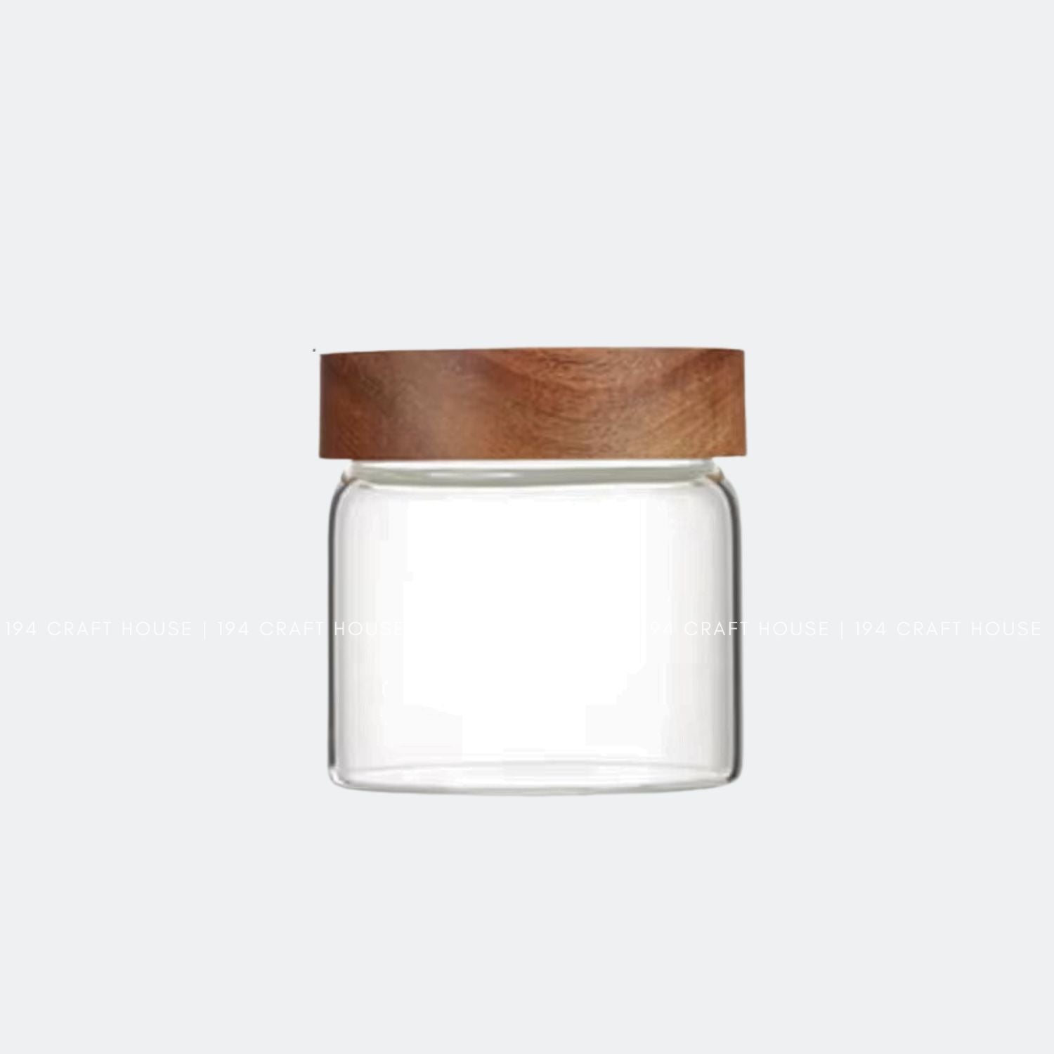 V-049-Glass Storage Jar Wooden Lid