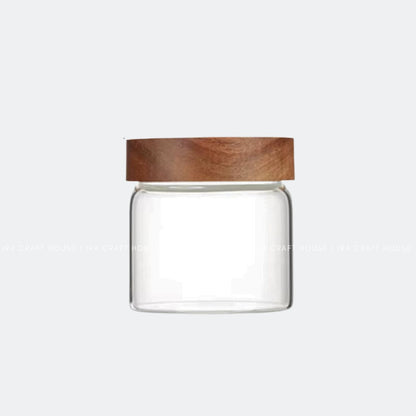 V-049-Glass Storage Jar Wooden Lid