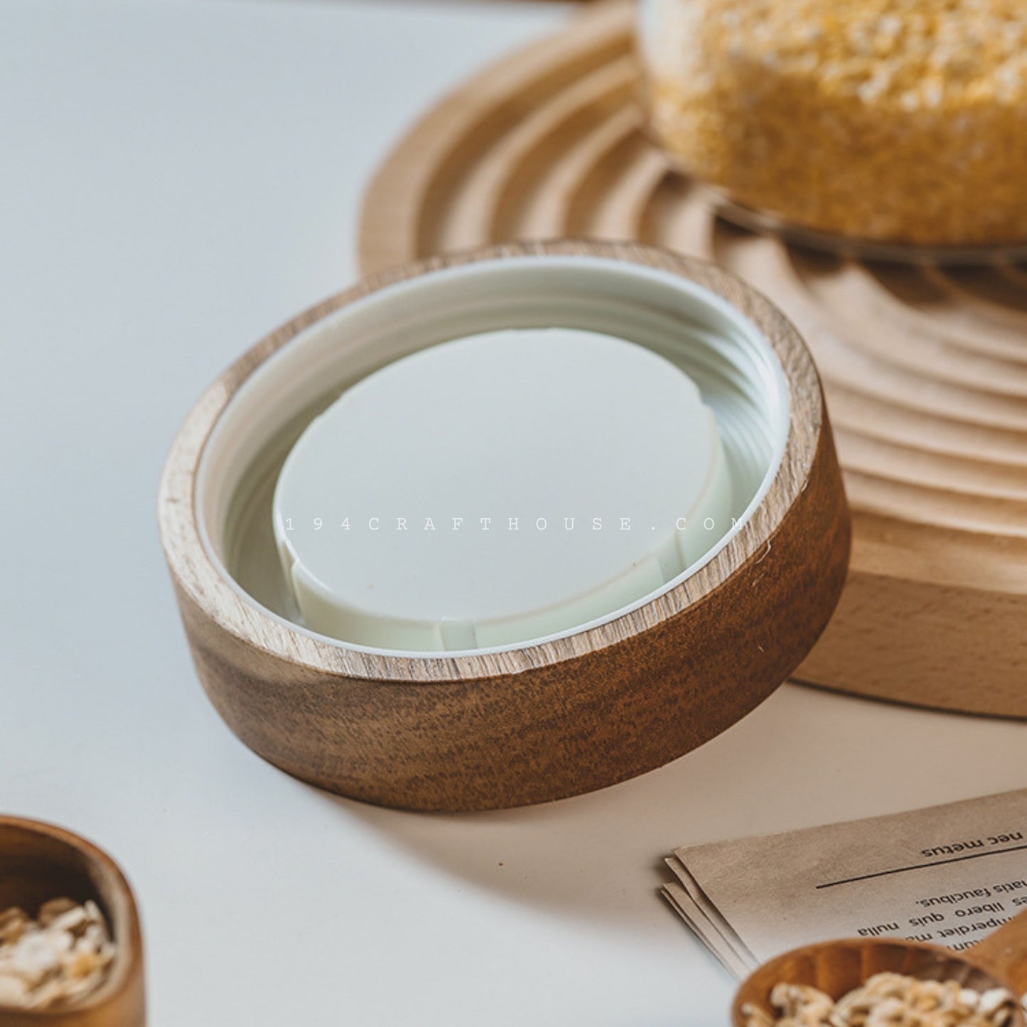 17oz Glass Tea Jar Wooden Lid Personalization - Rustic Kitchen Decor