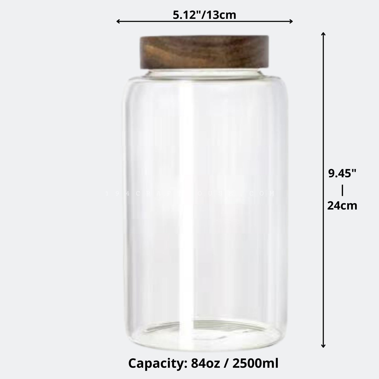 84oz Large Glass Container With Engraved Wood Lid - Kitchen Cabinet